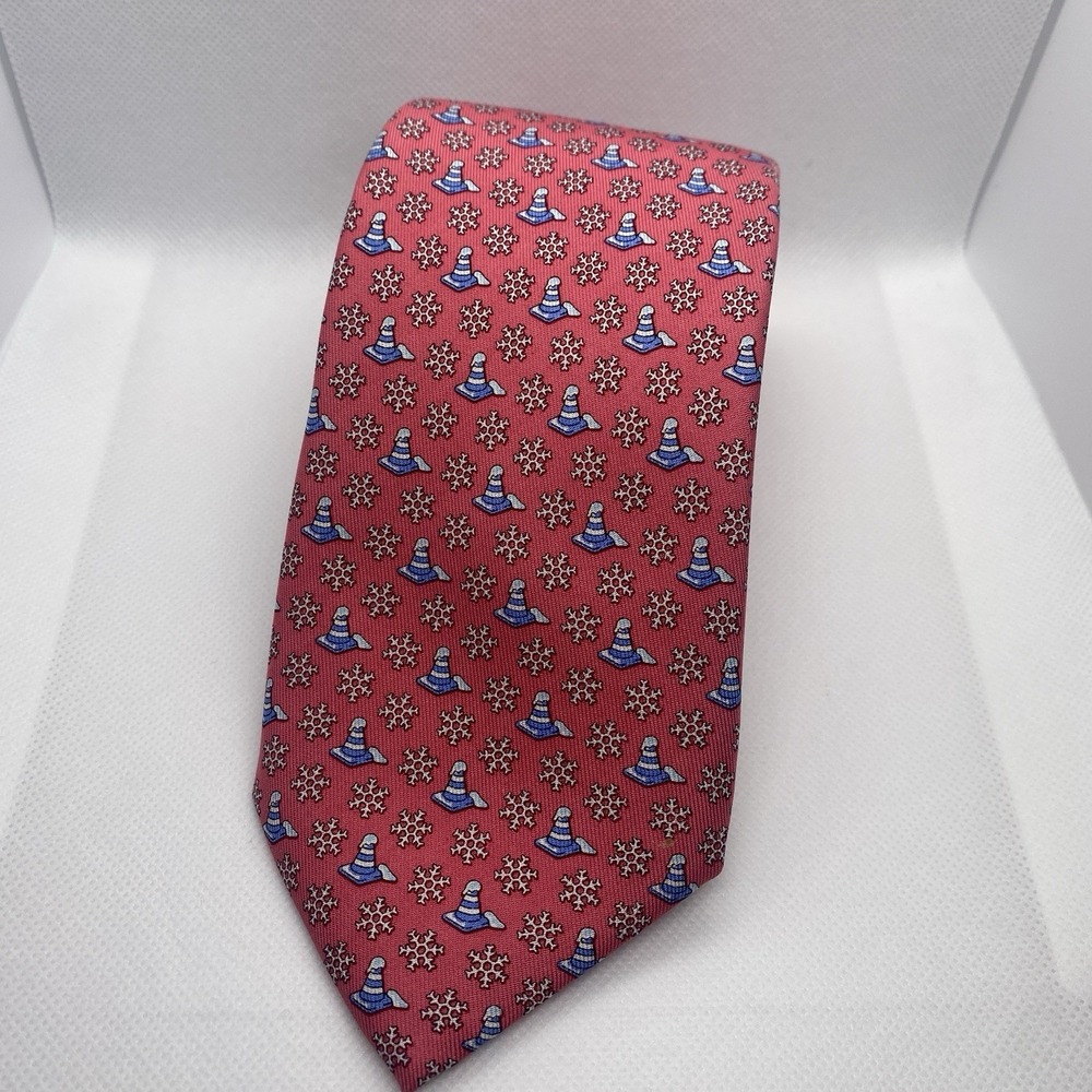 Vineyard Vines Martha's Vineyard Red‎ Snow Snowflake Cone Men's Silt Tie Necktie